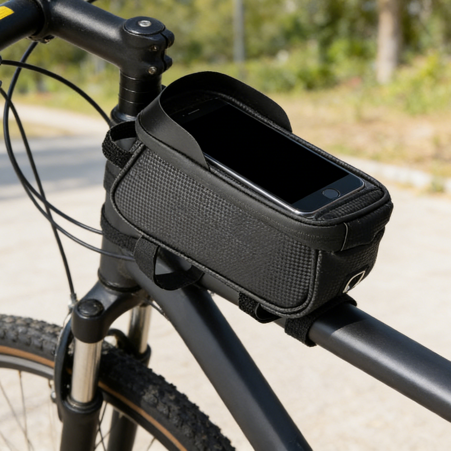 Black Bike Front Beam Phone Storage Bag