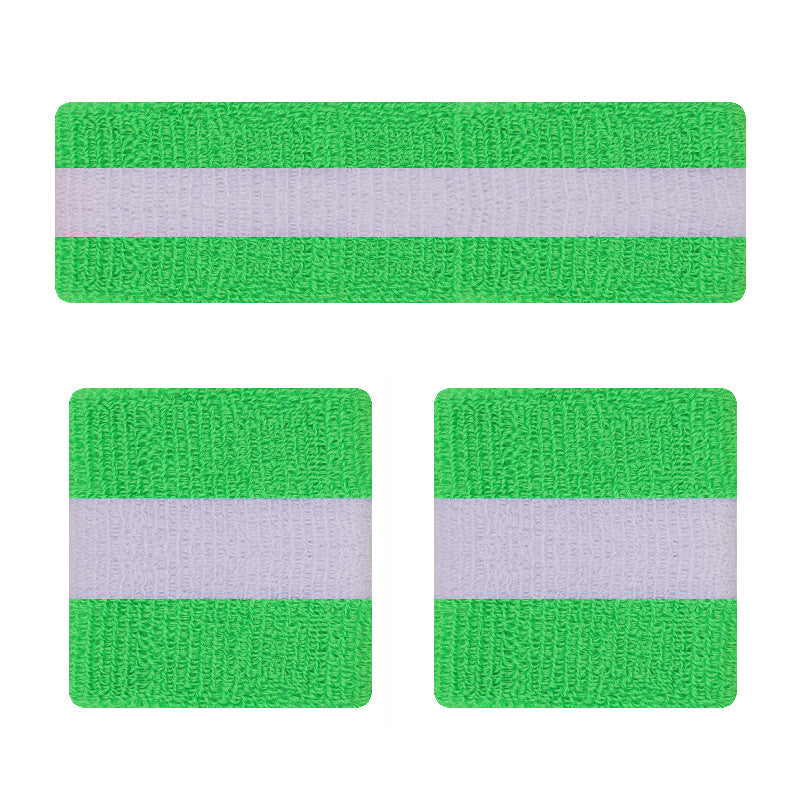Rainbow Stripe Sports Headband Wristband Set for Workout