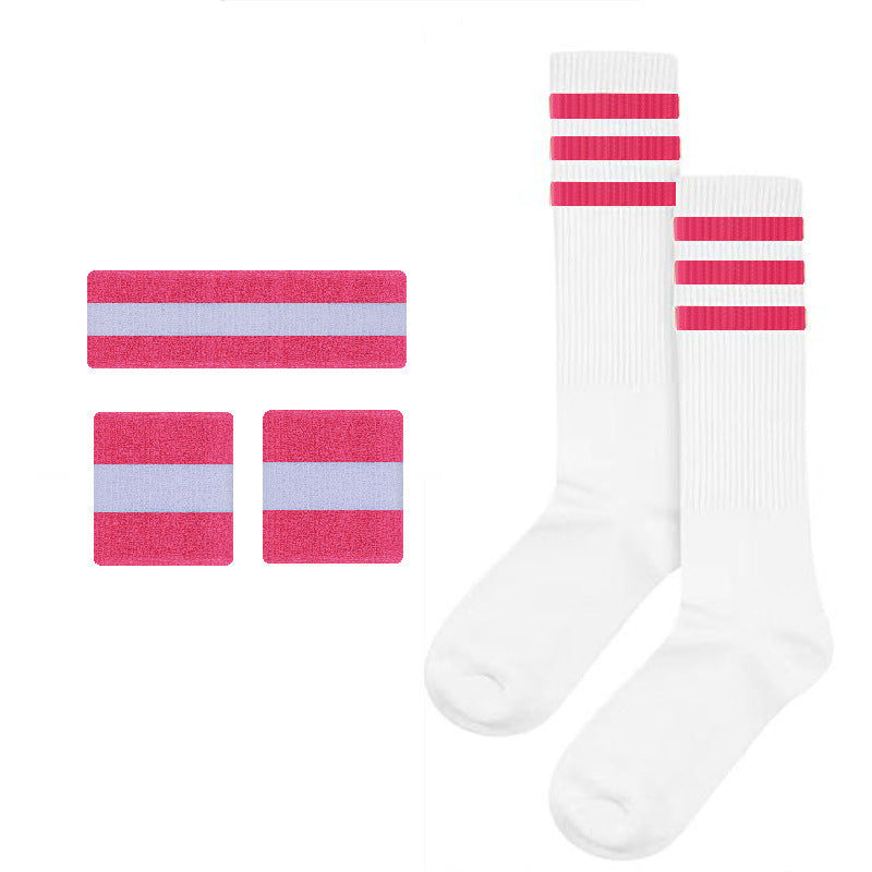 Colorful Rainbow Sports Striped Headband, Wristbands socks Set