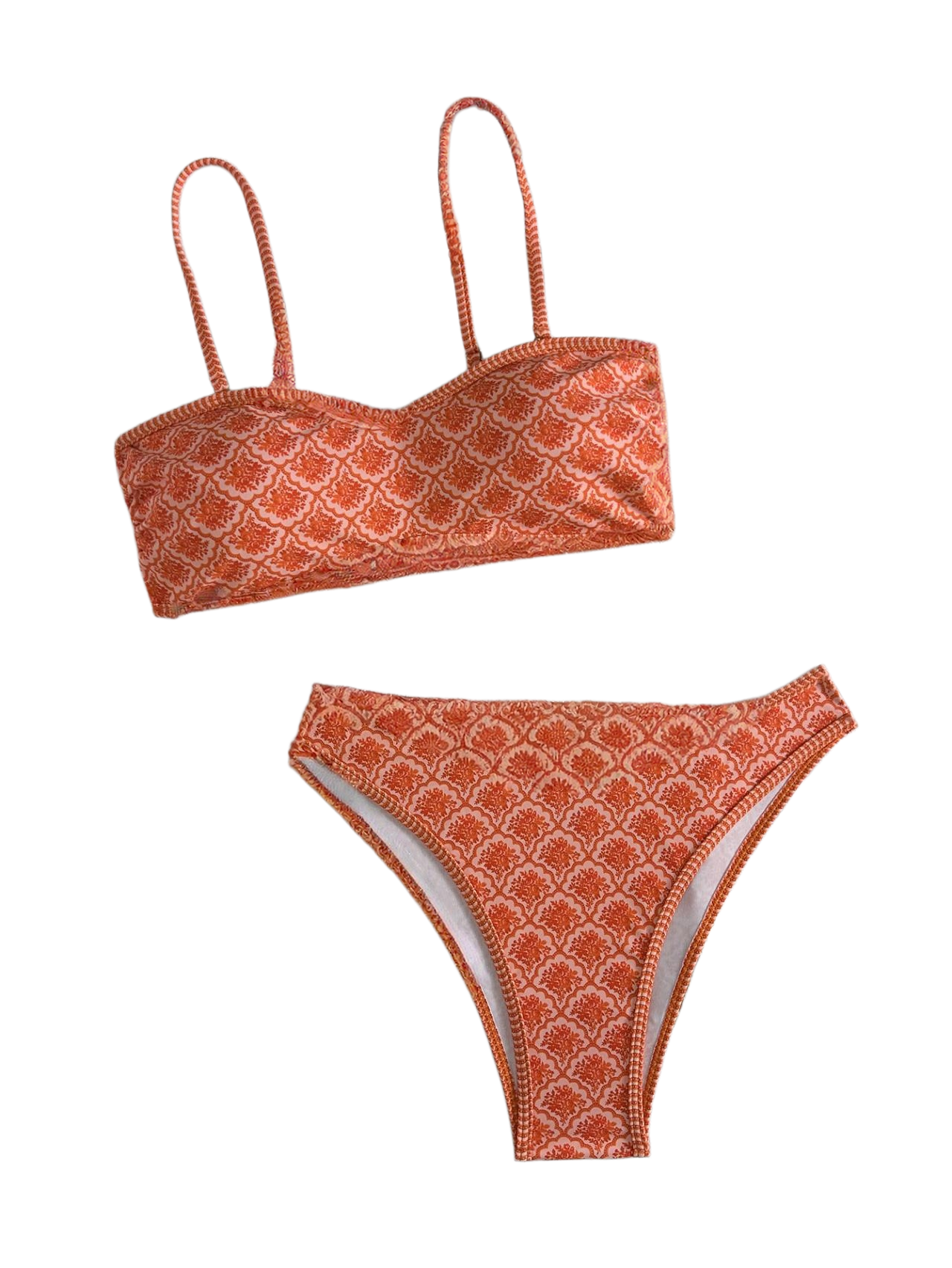 Beach Day Floral Pattern Bandeau Bikini Top surf set