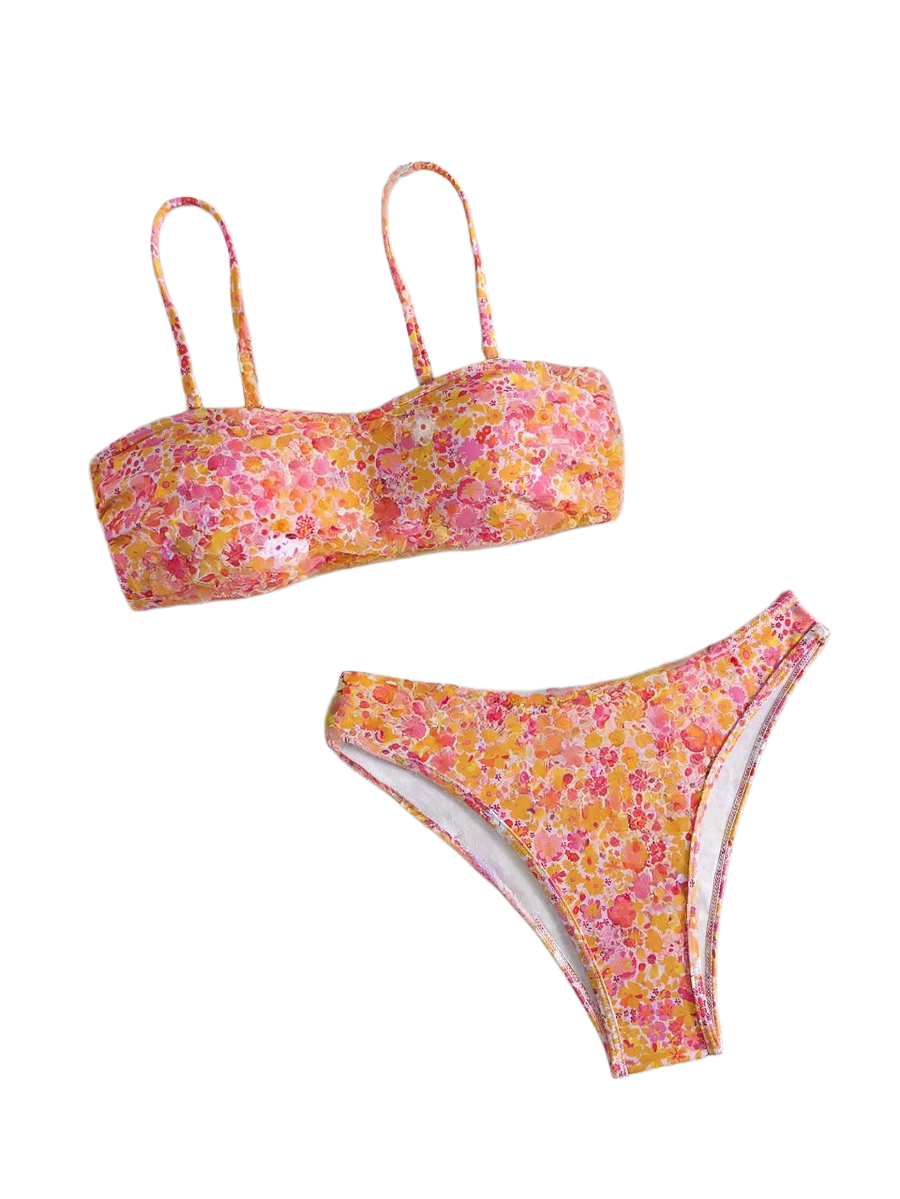 Hawaiian Hibiscus Floral Pattern Bandeau Bikini Top surf set