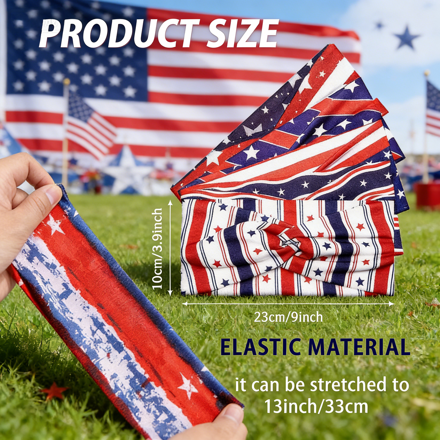 American Flag 4th of July Vintage Knotted Sports Headband