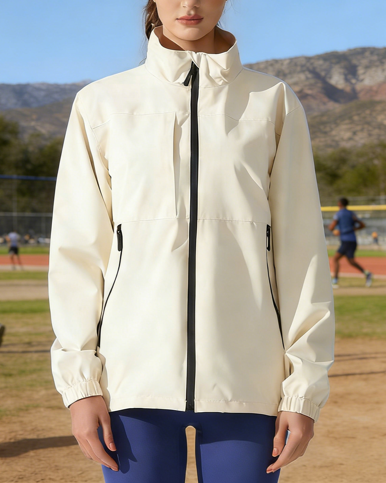 Casual Solid Color Loose Stand Collar Zipper Outdoor Jacket