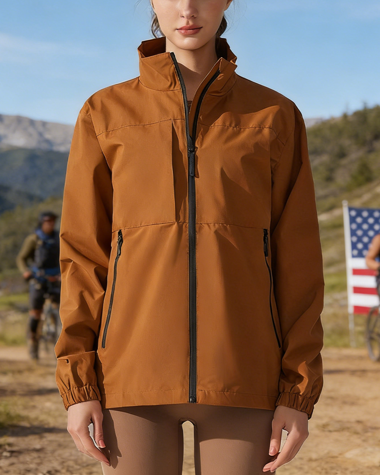 Casual Solid Color Loose Stand Collar Zipper Outdoor Jacket