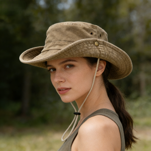Casual Solid Color Vintage Wide Brim Sun Hat for Hiking