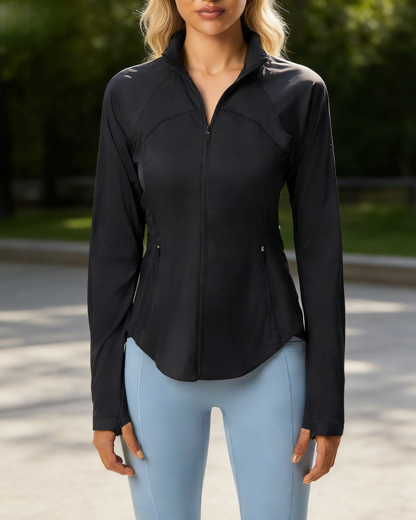 Casual Slim Fit Hidden Hood Zip-Up Sun Protection Jacket