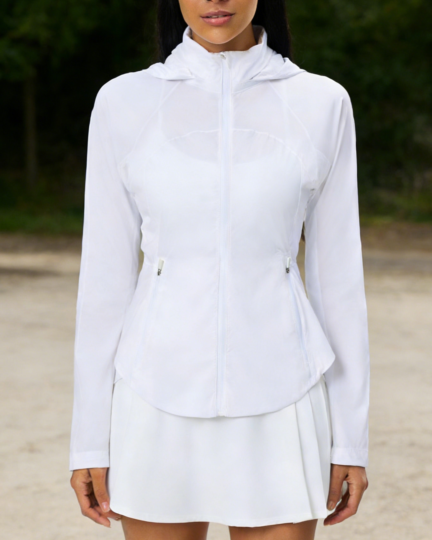 Casual Slim Fit Hidden Hood Zip-Up Sun Protection Jacket