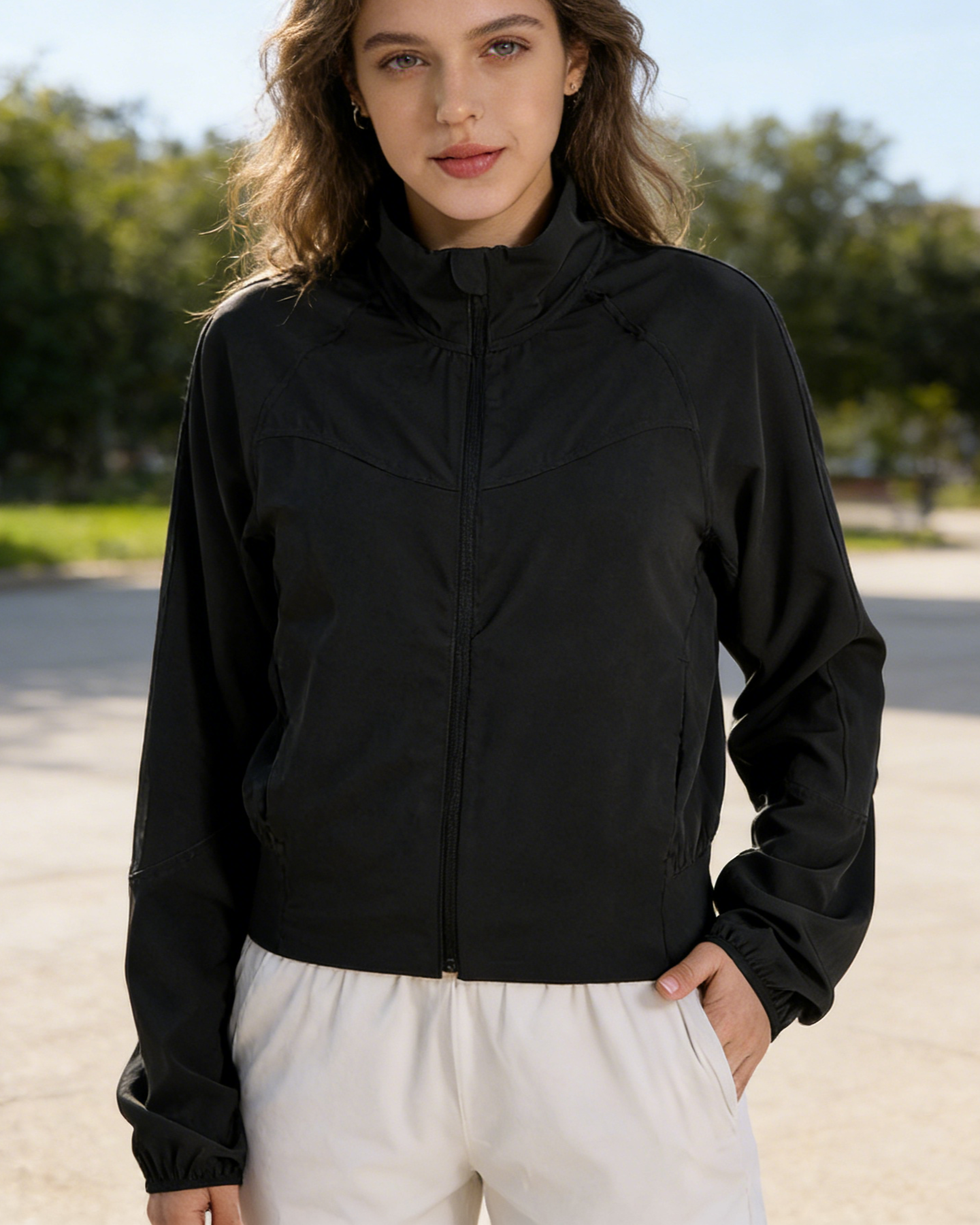 Fashion Solid Color Loose Zip-Up Sun Protection Jacket