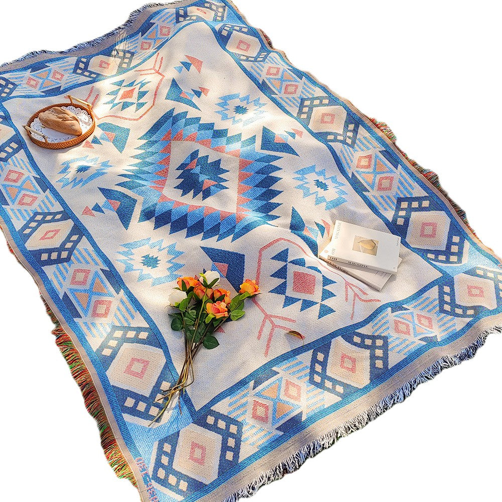 Bohemian Fringed Camping Blanket for Outdoor