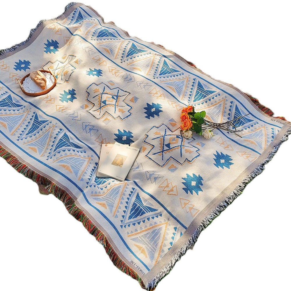 Bohemian Fringed Camping Blanket for Outdoor