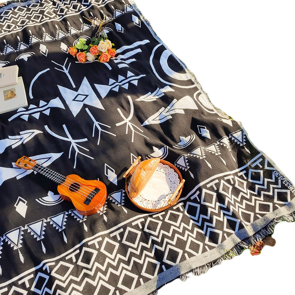 Bohemian Fringed Camping Blanket for Outdoor