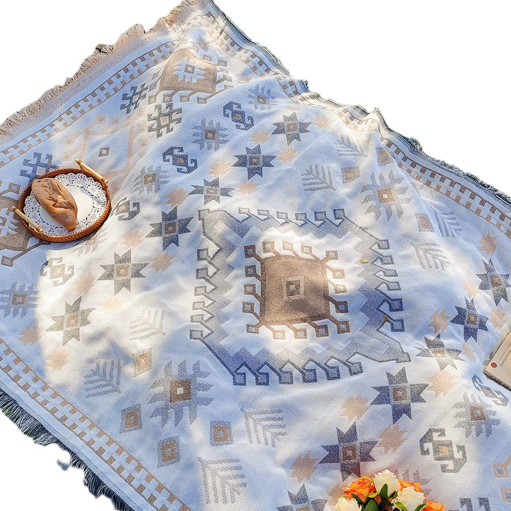 Bohemian Fringed Camping Blanket for Outdoor