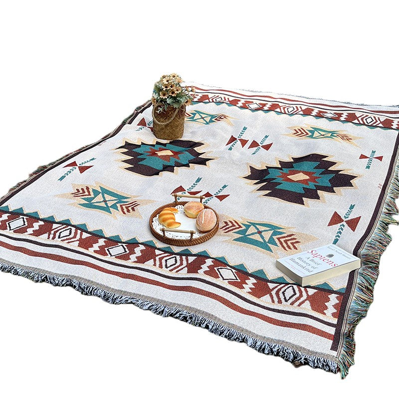 Bohemian Fringed Camping Blanket for Outdoor