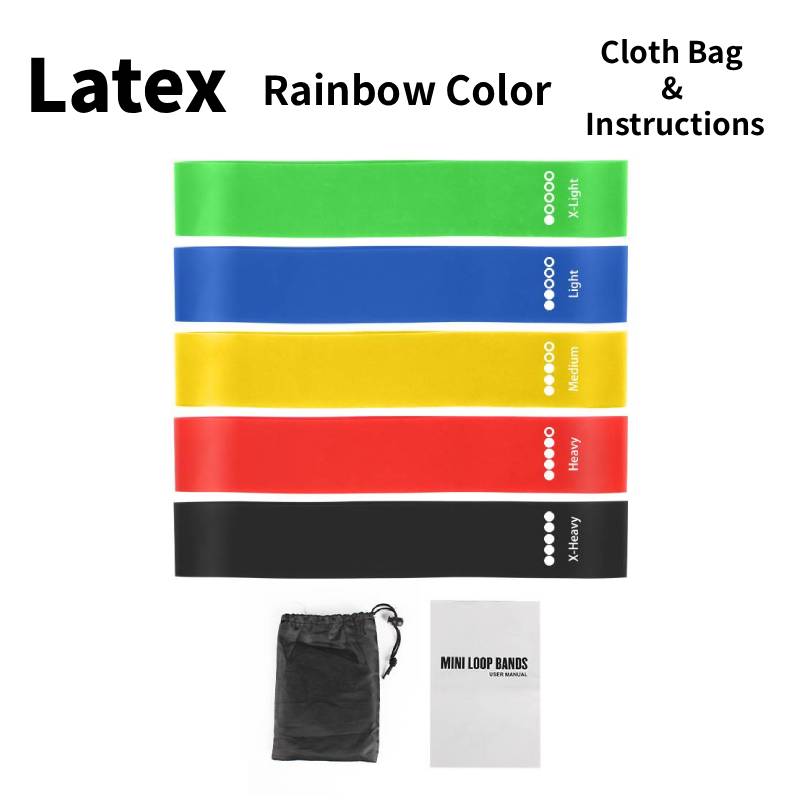 Resistance Loop Exercise Bands with Instruction & Bag, Set of 5