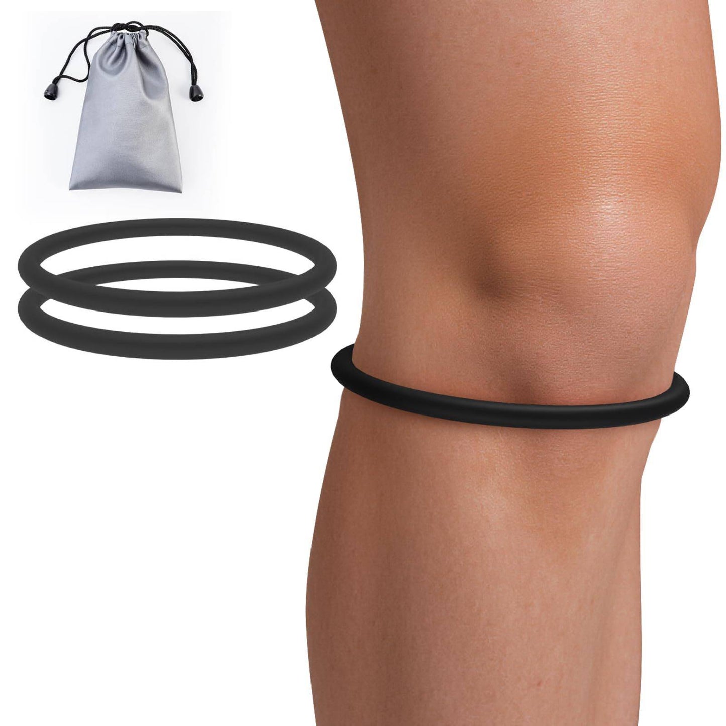2PCS Silicone Patellar Tendon Support Strap with portable bag