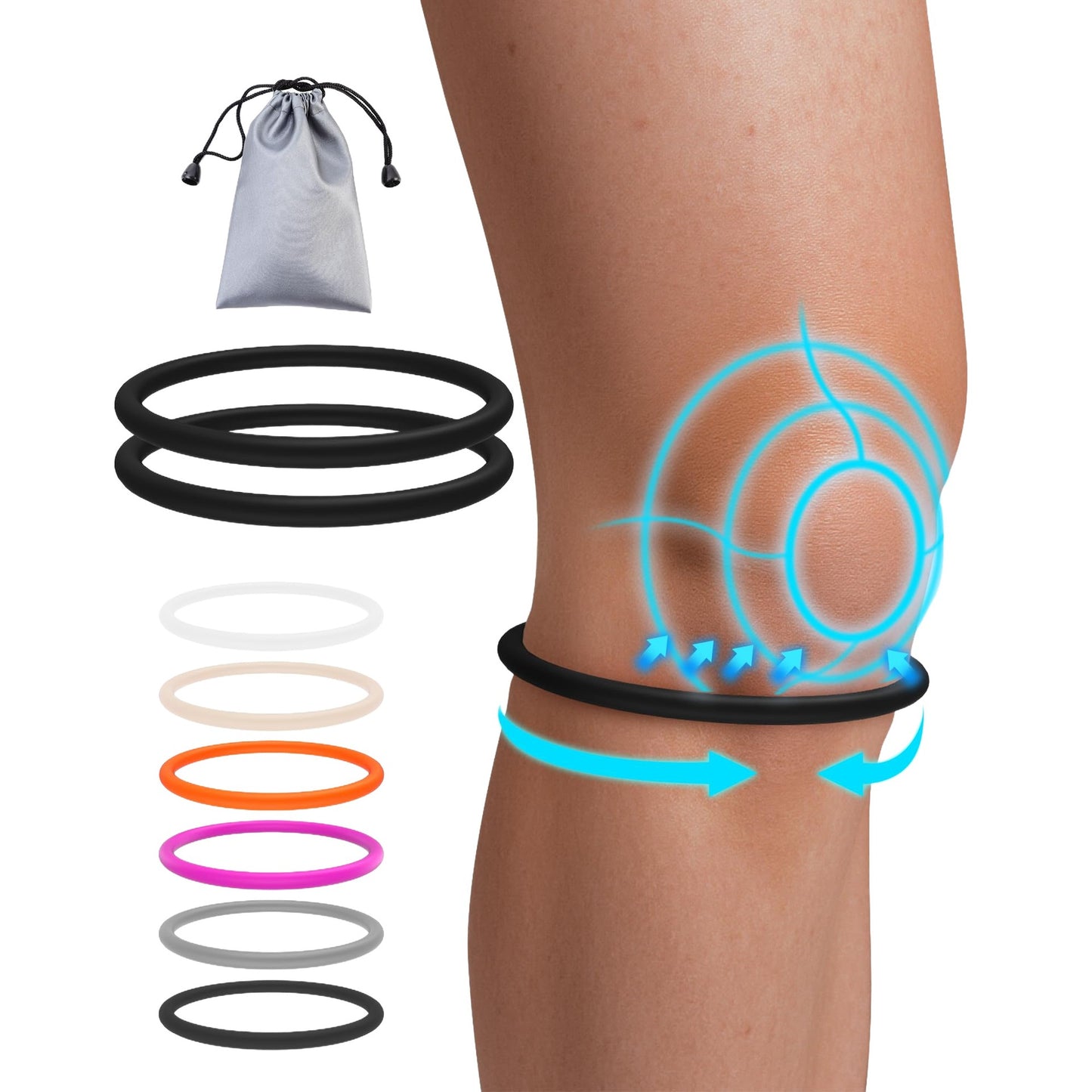 2PCS Silicone Patellar Tendon Support Strap with portable bag