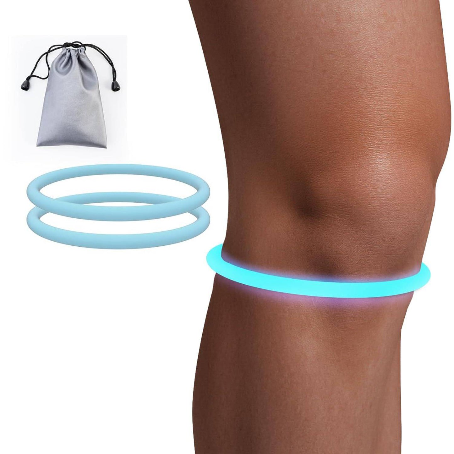 2PCS Silicone Patellar Tendon Support Strap with portable bag