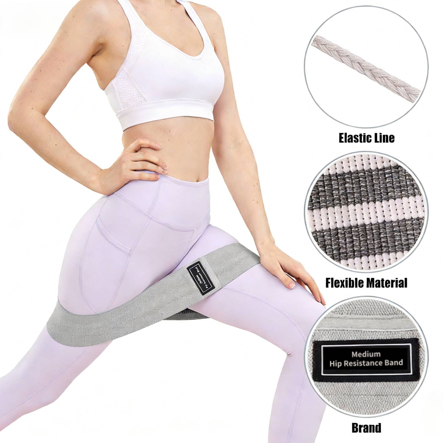 3pcs Stretch Resistance Bands for Workout with storage bag & instruction