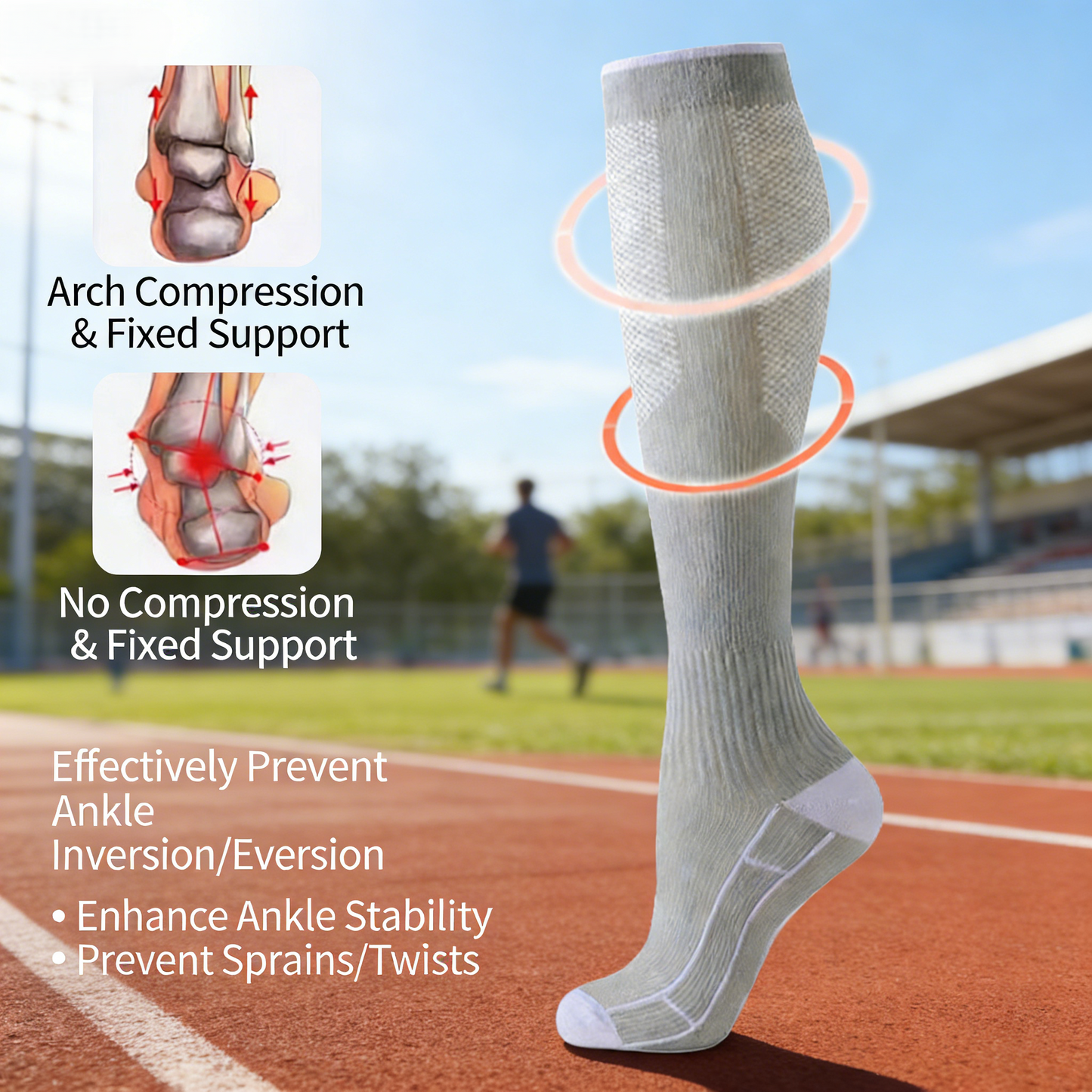 3 Pairs Breathable Compression Socks for Sports