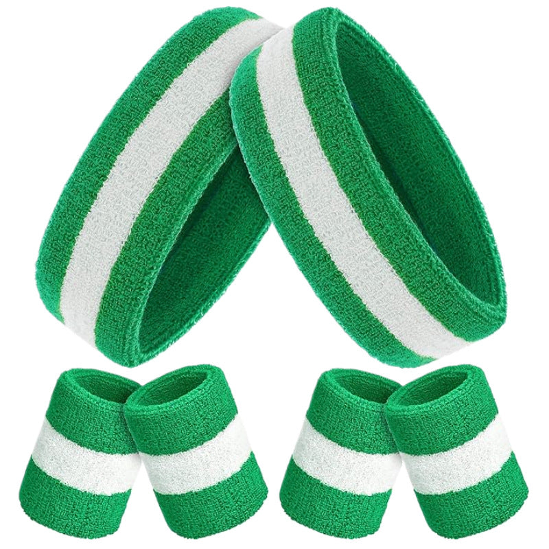 Stripe Breathable Sports Headband & Wristband Set for Workout