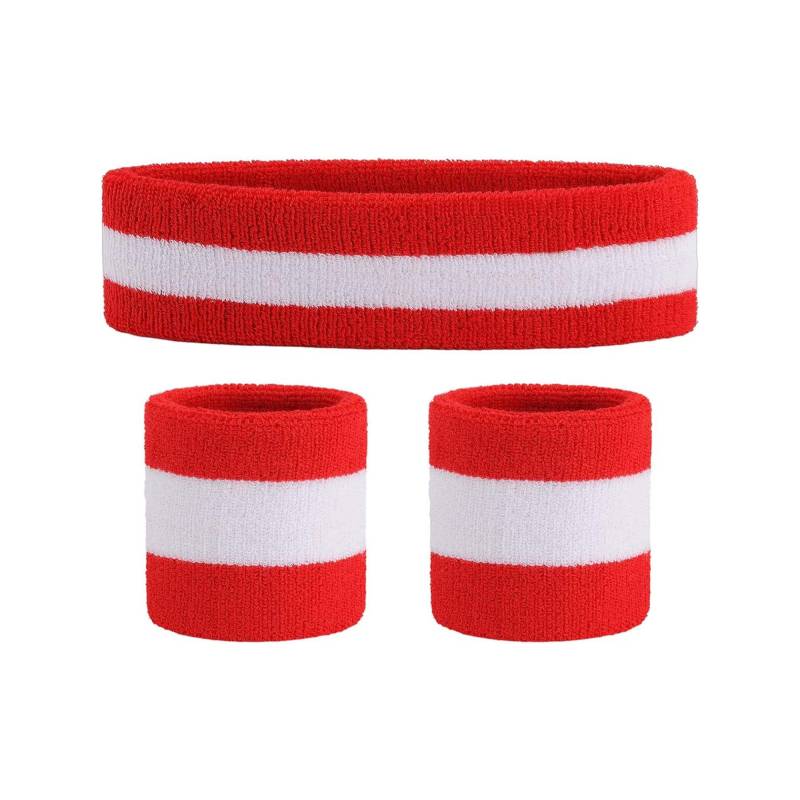 Stripe Breathable Sports Headband & Wristband Set for Workout