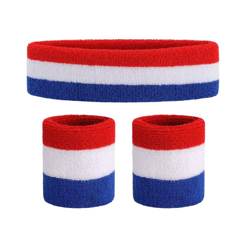 Stripe Breathable Sports Headband & Wristband Set for Workout