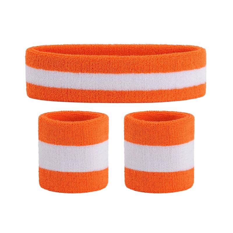 Stripe Breathable Sports Headband & Wristband Set for Workout