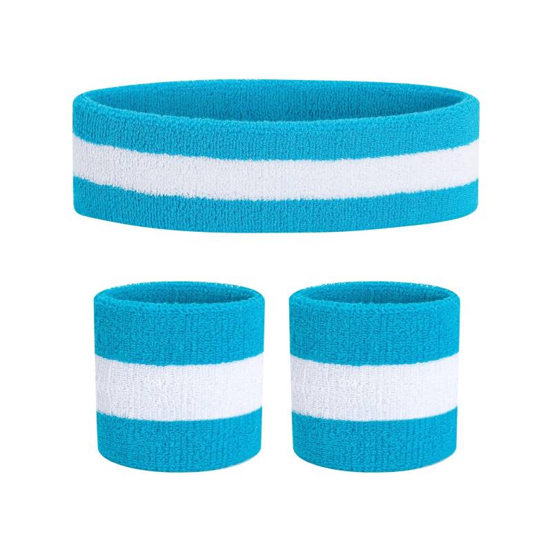 Stripe Breathable Sports Headband & Wristband Set for Workout