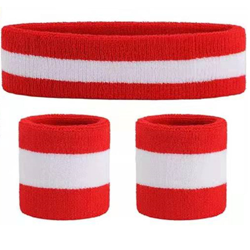 Rainbow Stripe Sports Headband Wristband Set for Workout