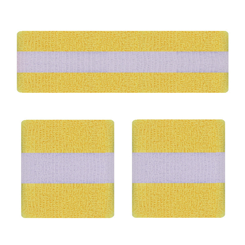 Rainbow Stripe Sports Headband Wristband Set for Workout