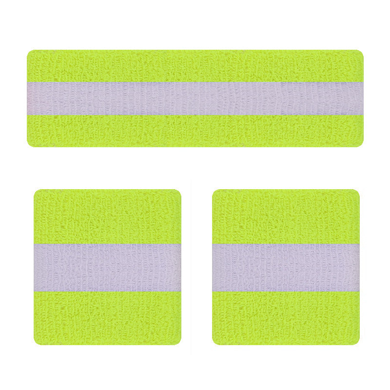 Rainbow Stripe Sports Headband Wristband Set for Workout