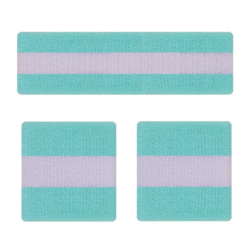 Rainbow Stripe Sports Headband Wristband Set for Workout