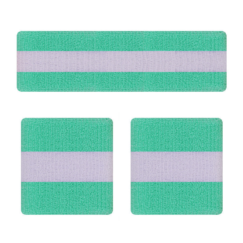 Rainbow Stripe Sports Headband Wristband Set for Workout
