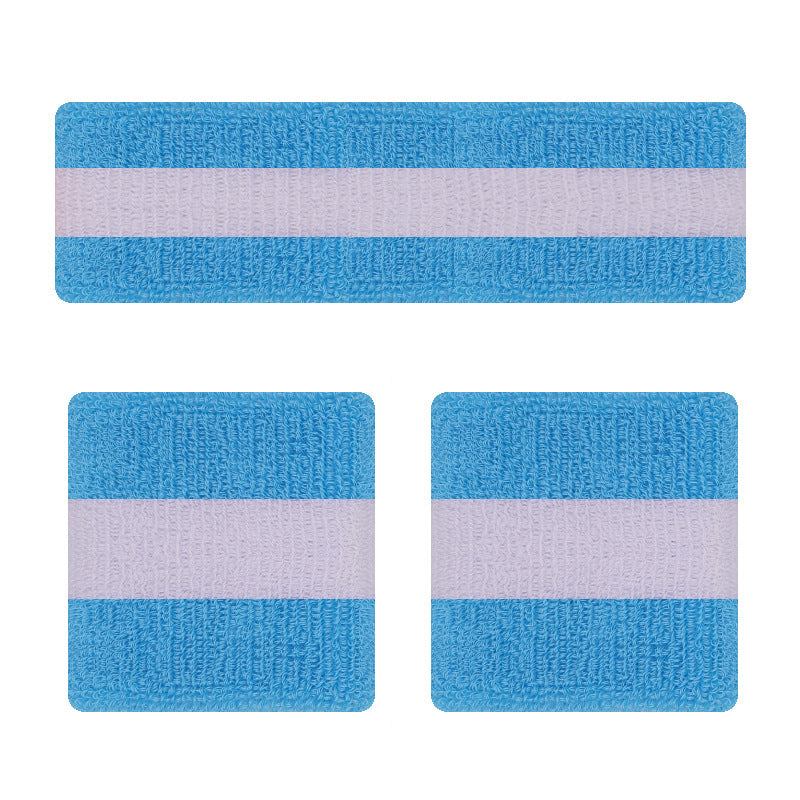 Rainbow Stripe Sports Headband Wristband Set for Workout