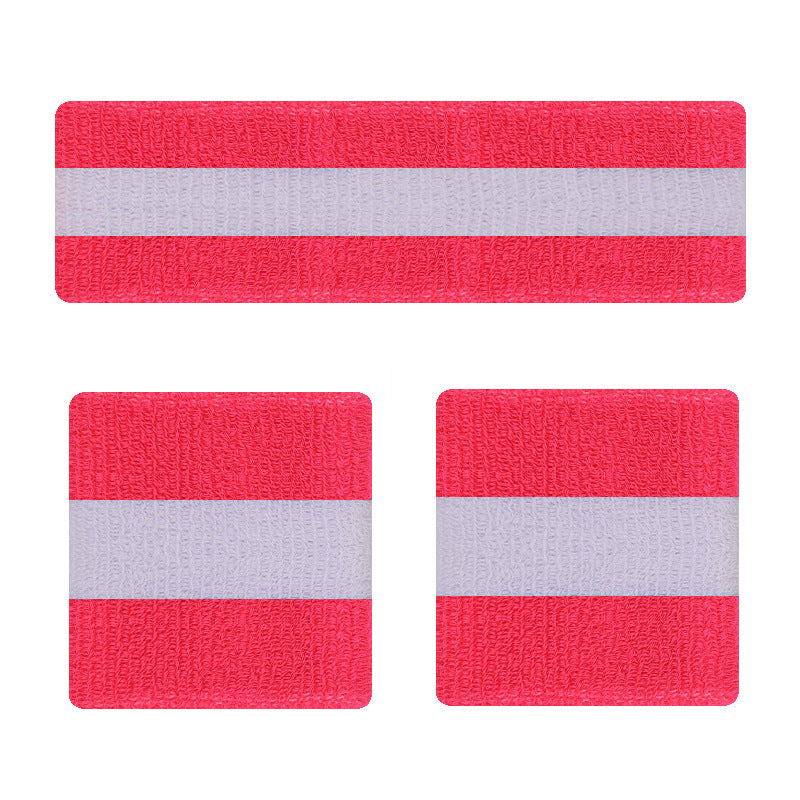 Rainbow Stripe Sports Headband Wristband Set for Workout