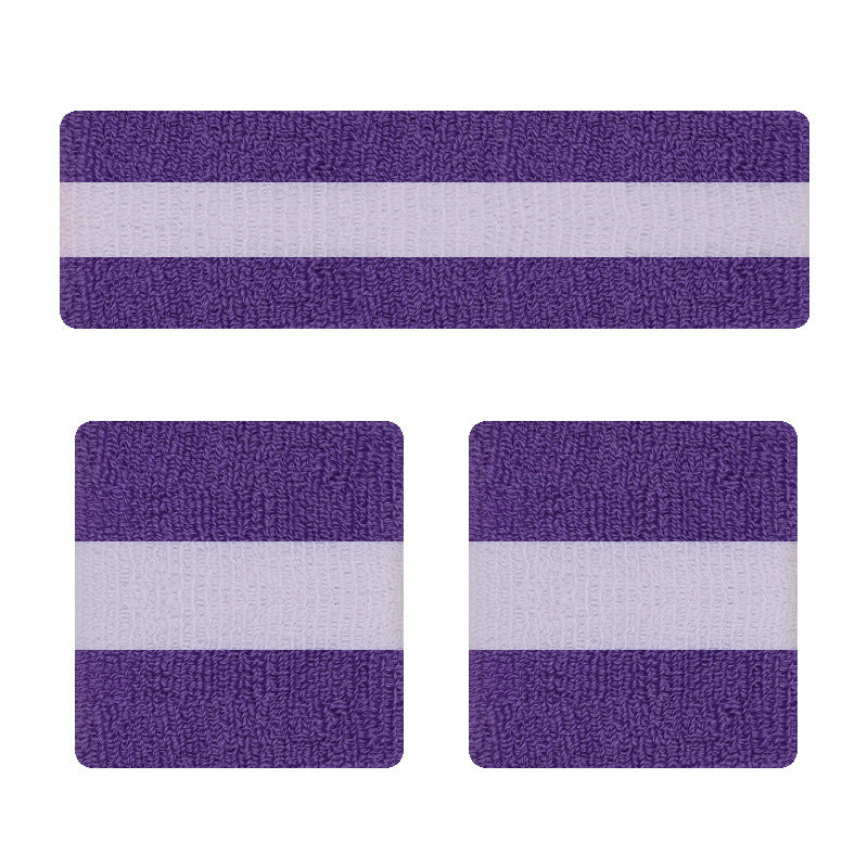 Rainbow Stripe Sports Headband Wristband Set for Workout