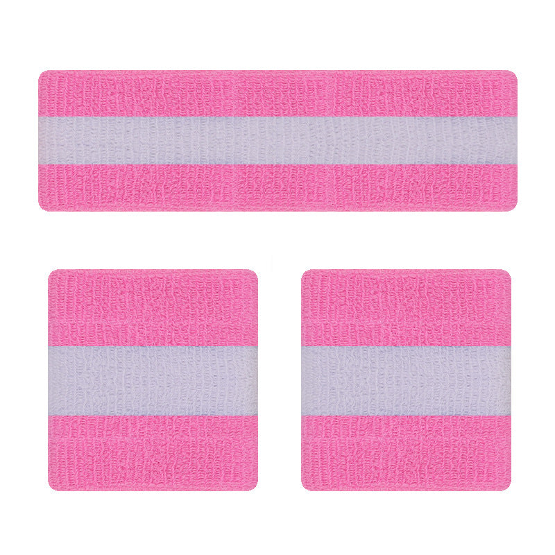 Rainbow Stripe Sports Headband Wristband Set for Workout
