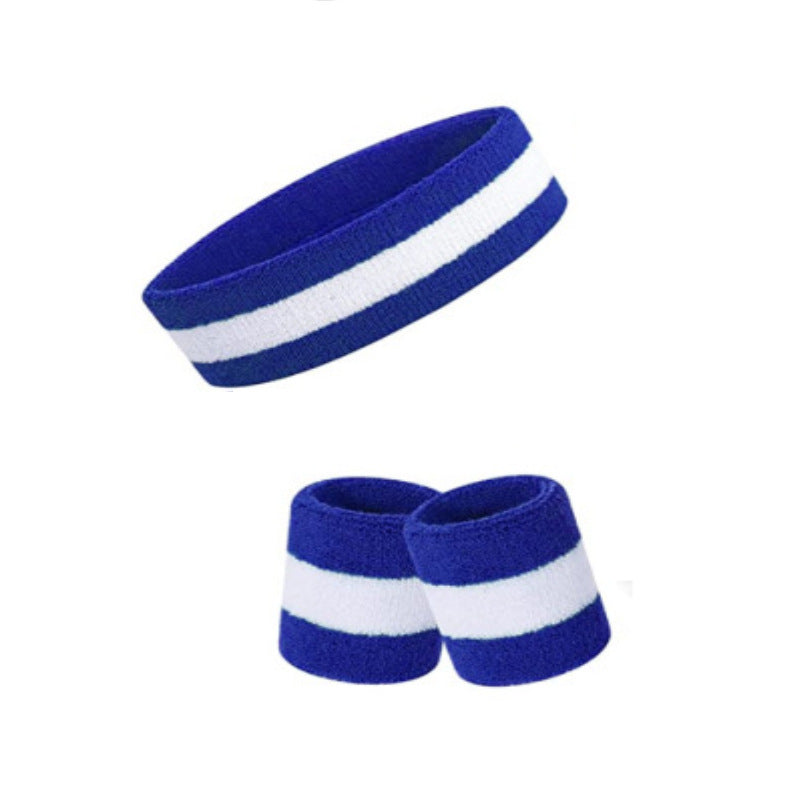 Rainbow Stripe Sports Headband Wristband Set for Workout