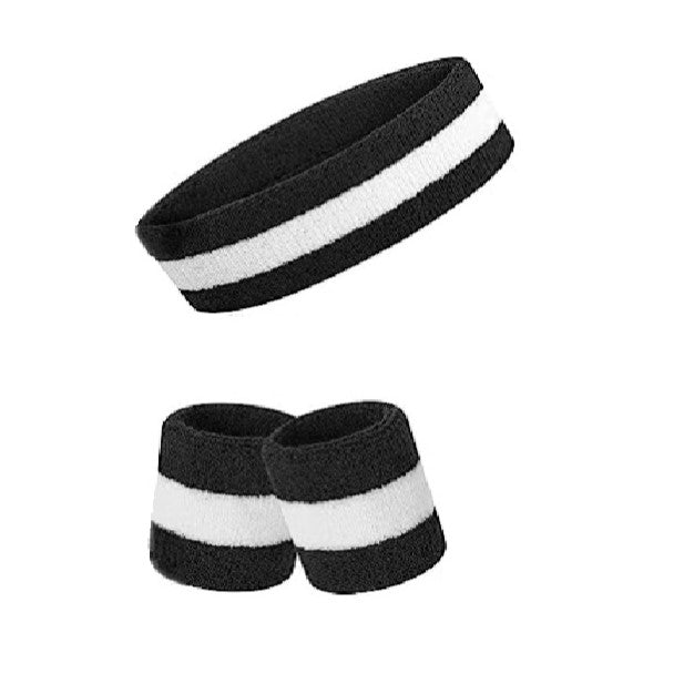 Rainbow Stripe Sports Headband Wristband Set for Workout