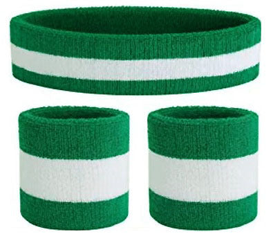 Rainbow Stripe Sports Headband Wristband Set for Workout