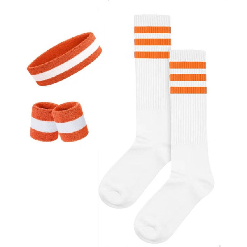 Colorful Rainbow Sports Striped Headband, Wristbands socks Set