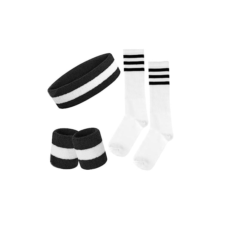 Colorful Rainbow Sports Striped Headband, Wristbands socks Set