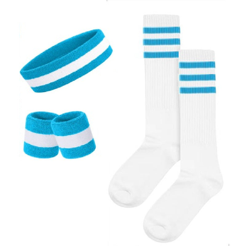 Colorful Rainbow Sports Striped Headband, Wristbands socks Set