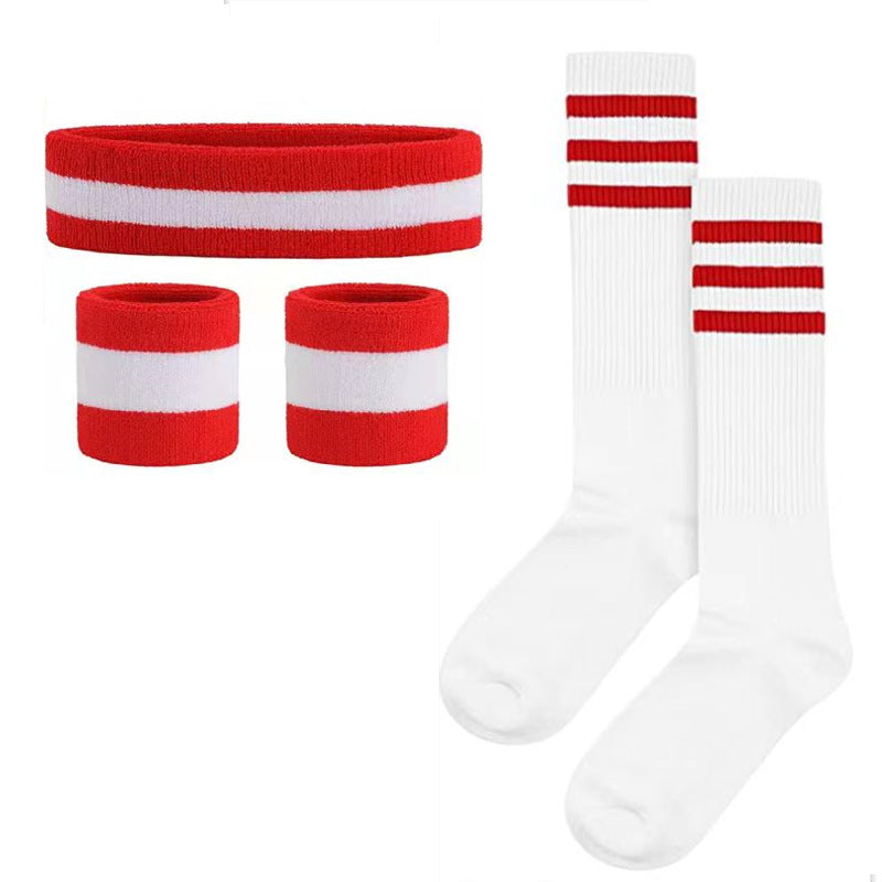 Colorful Rainbow Sports Striped Headband, Wristbands socks Set