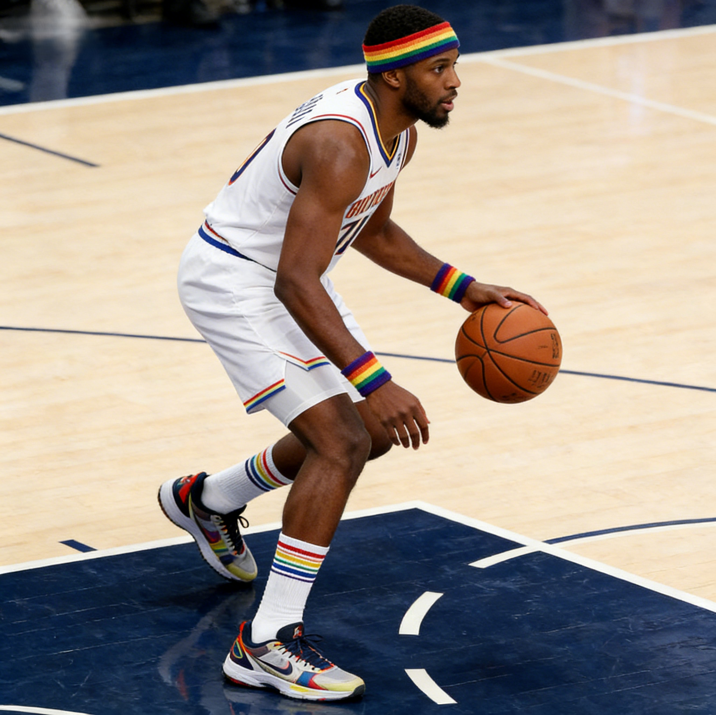 Colorful Rainbow Sports Striped Headband, Wristbands socks Set
