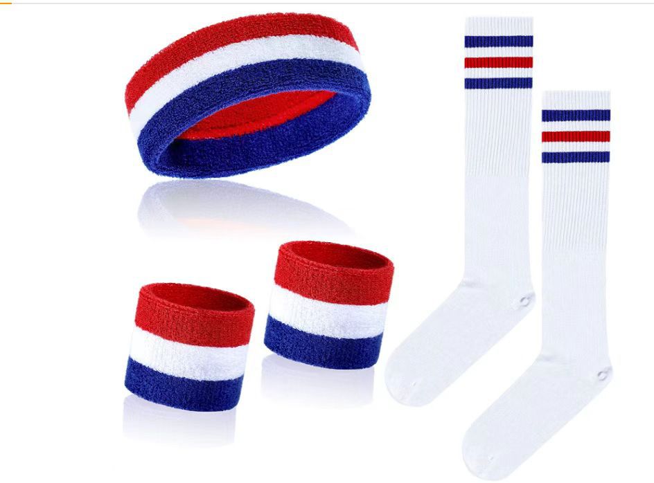 Colorful Rainbow Sports Striped Headband, Wristbands socks Set