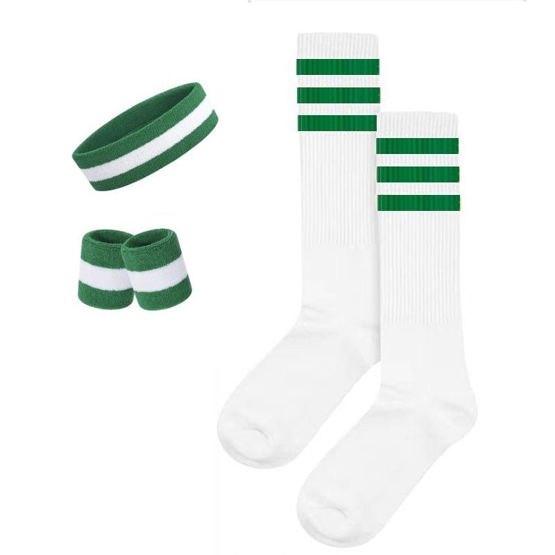 Colorful Rainbow Sports Striped Headband, Wristbands socks Set