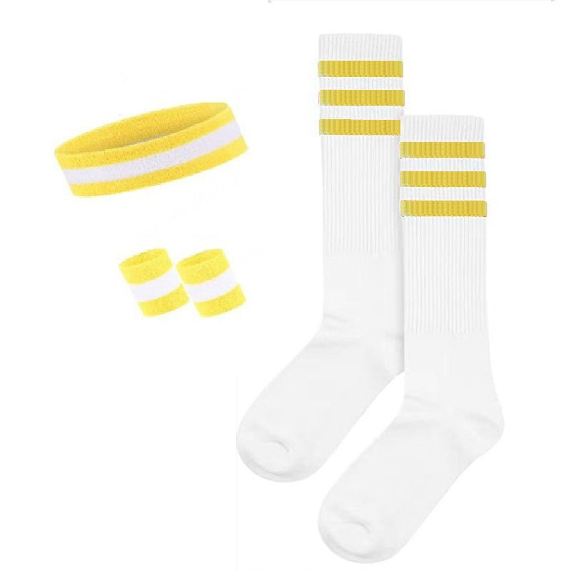 Colorful Rainbow Sports Striped Headband, Wristbands socks Set