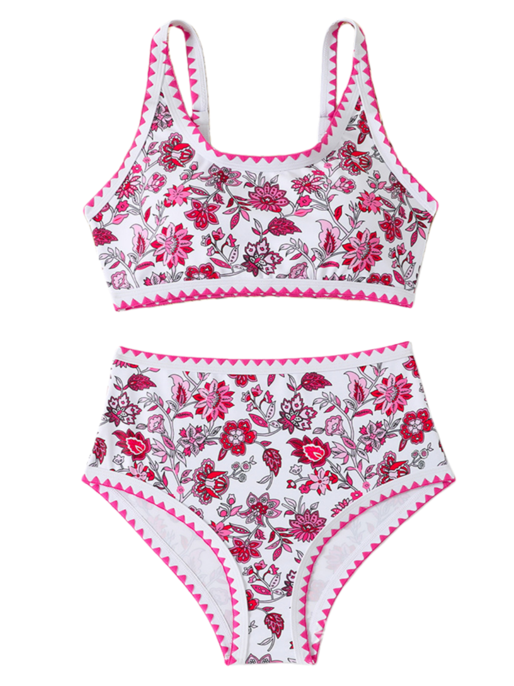 Vintage Beach Look Floral High-Waisted Surf Set