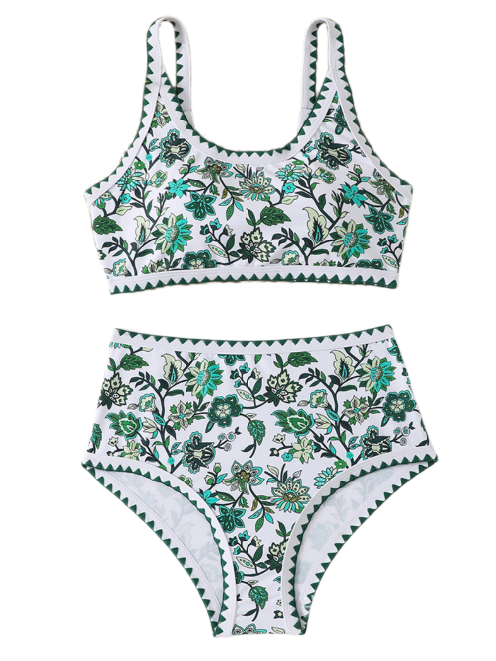 Vintage Beach Look Floral High-Waisted Surf Set